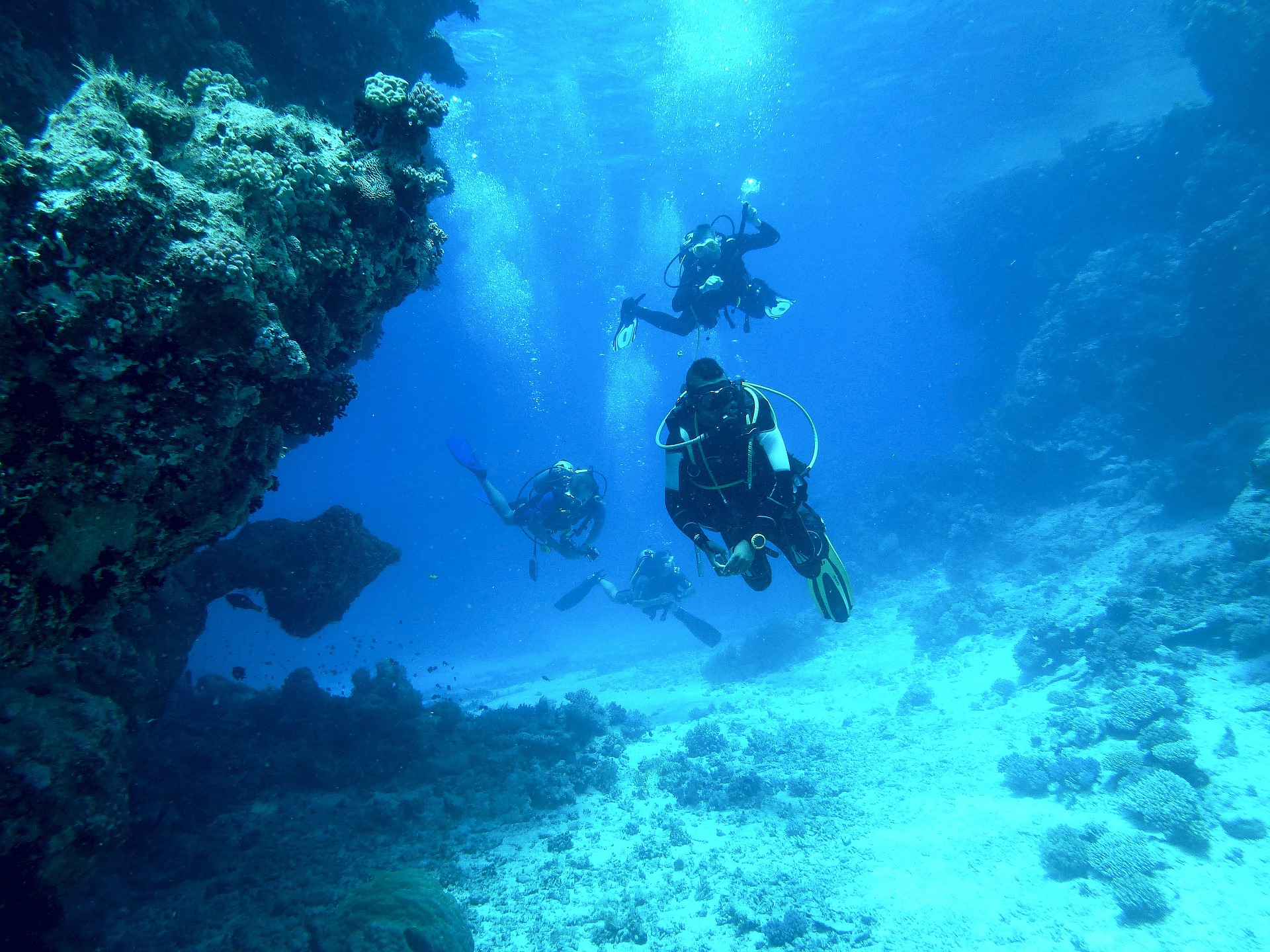2 Taucher bei Aquarius Diving Club am Entdecken der bunten Unterwasserwelt vom Roten Meer
