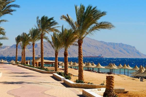 Promenade von Sharm El Sheikh in Ägypten mit Palmen