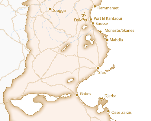 Landkarte von Tunesien