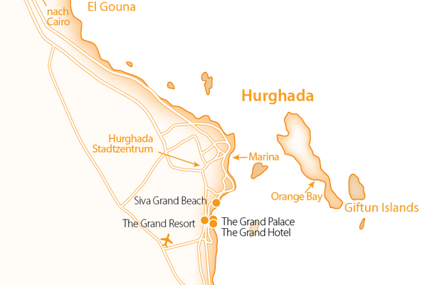 Landkarte von Hurghada in Ägypten