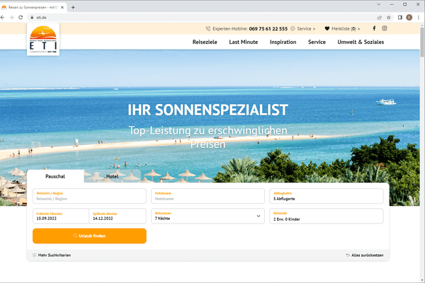 Screenshot der Website eti.de nach dem Relaunch 2022