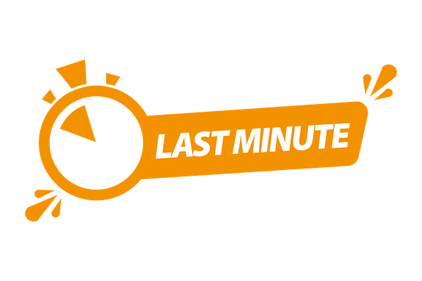 Stilisiertes Icon mit Stoppuhr und Last Minute