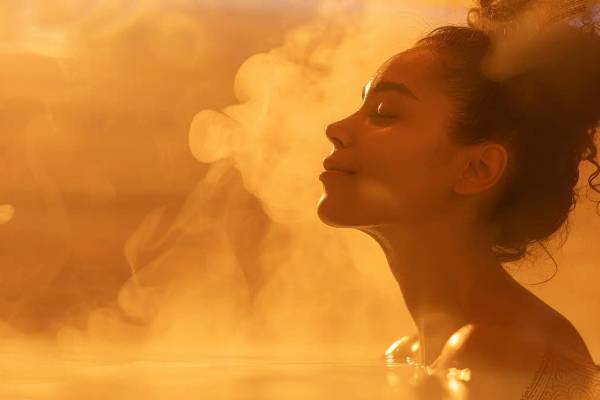 Entspannte Frau im Spa genießt Luxus im Tunesienurlaub